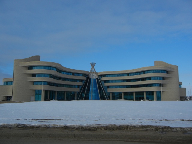 Here is the beautiful, curving building of the First Nations University!